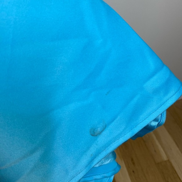 Vintage Y2K Cache Satin Beaded Strapless Long Blue Lace Up Back Dress Size 5/6 - Picture 8 of 12